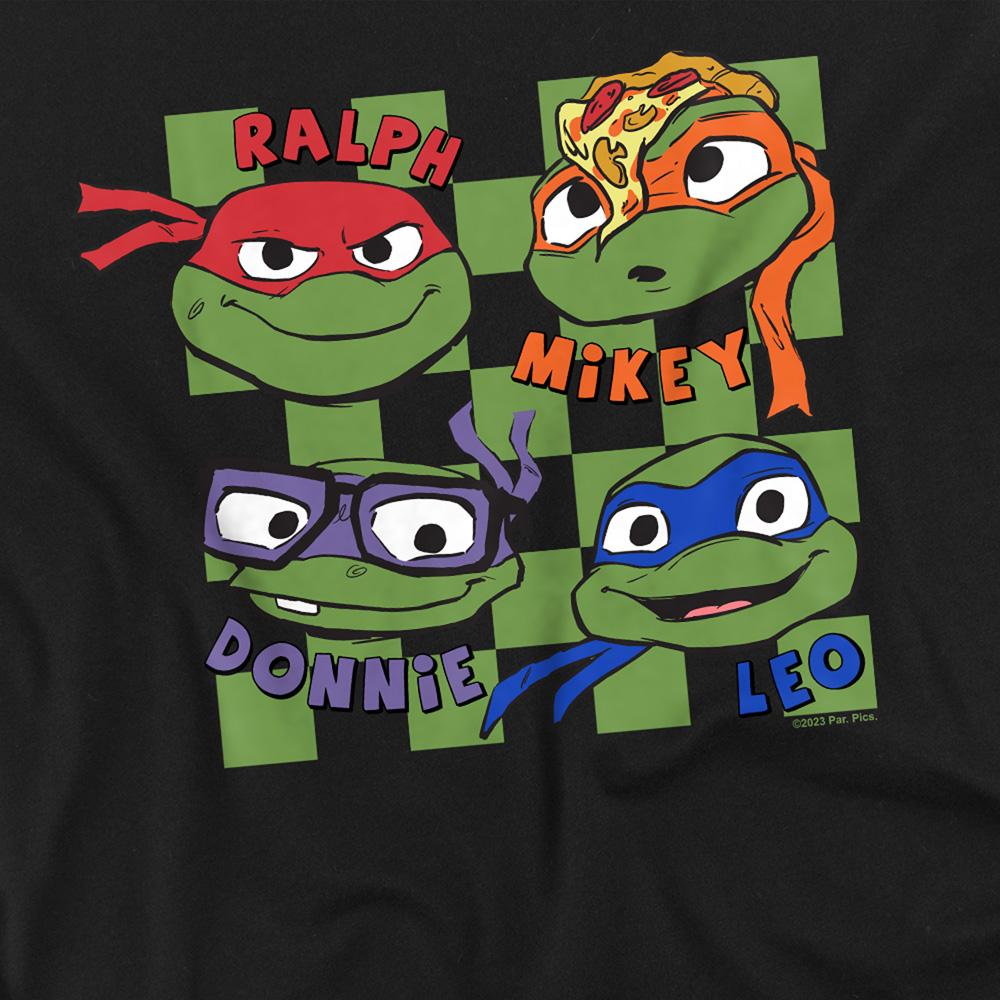 Black - Side - Teenage Mutant Ninja Turtles: Mutant Mayhem Unisex Adult Turtle Heads T-Shirt