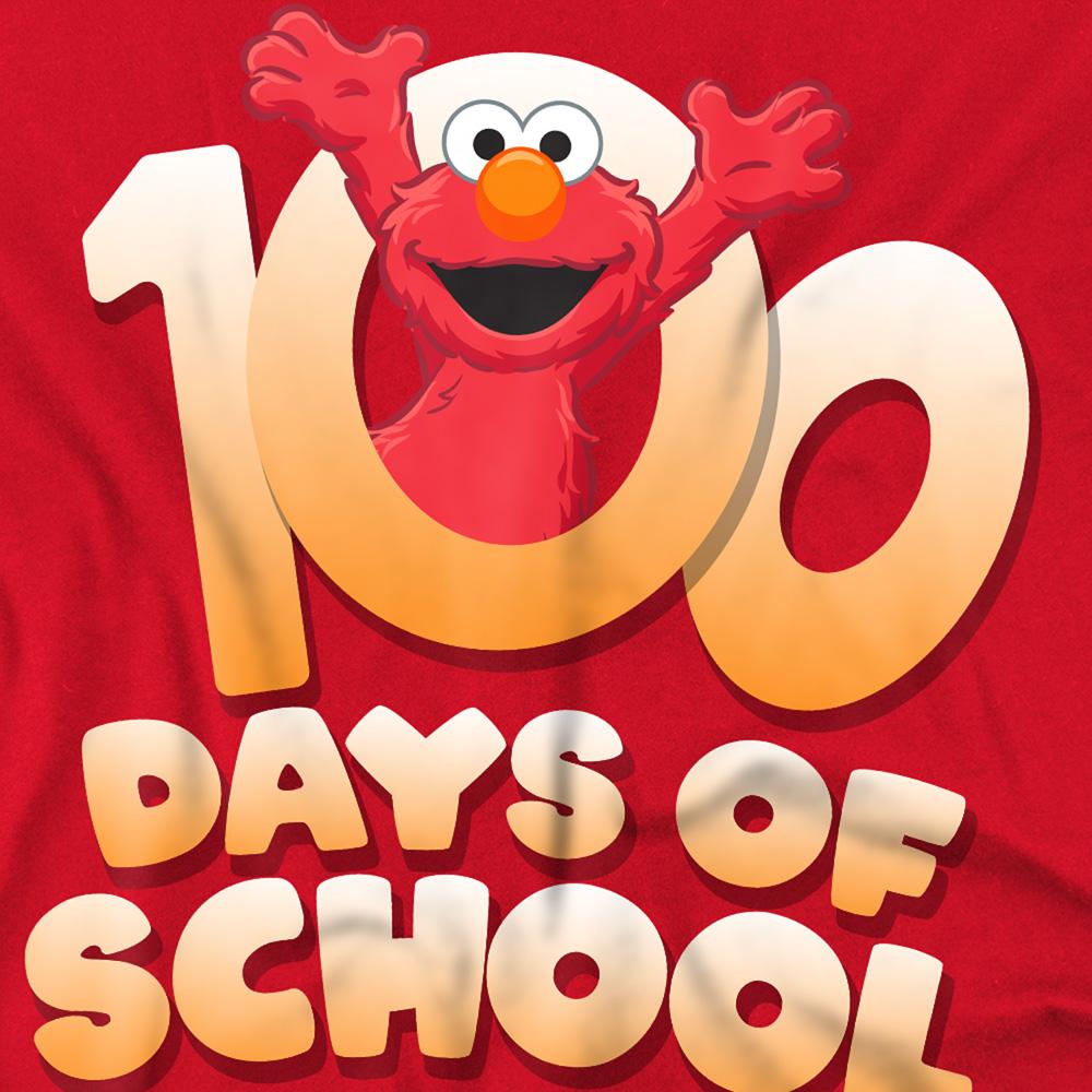 Red - Side - Sesame Street Unisex Adult 100 Days Of School Elmo T-Shirt