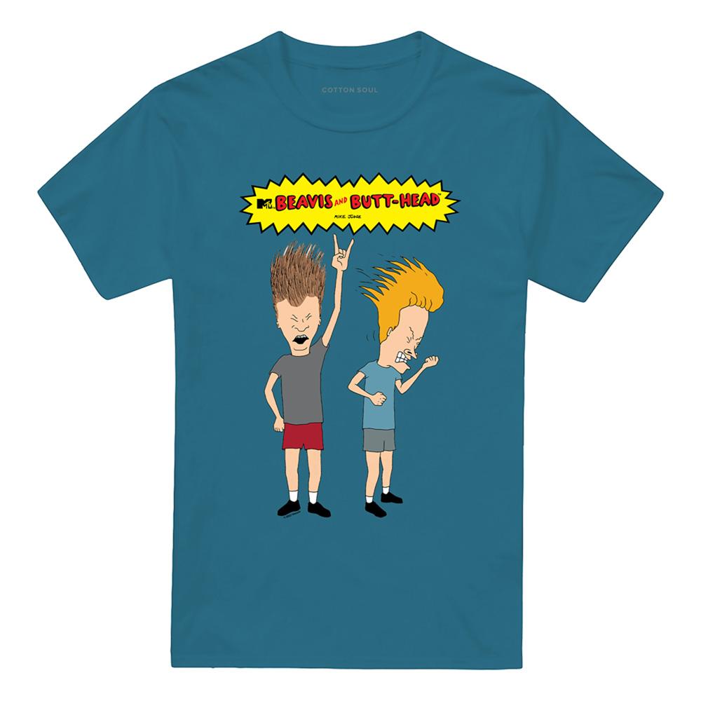 Slate - Front - Beavis & Butthead Unisex Adult Metalheads T-Shirt