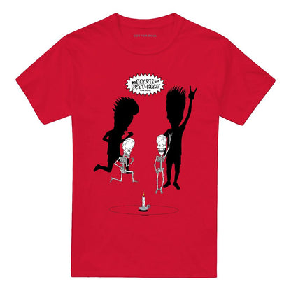 Red - Front - Beavis & Butthead Unisex Adult Rock Out Skeletons T-Shirt
