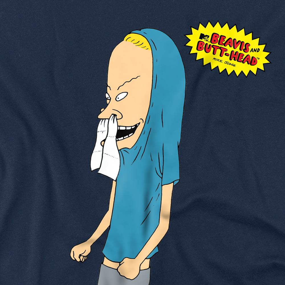 Navy - Side - Beavis & Butthead Unisex Adult Toilet Paper For Carnholio T-Shirt