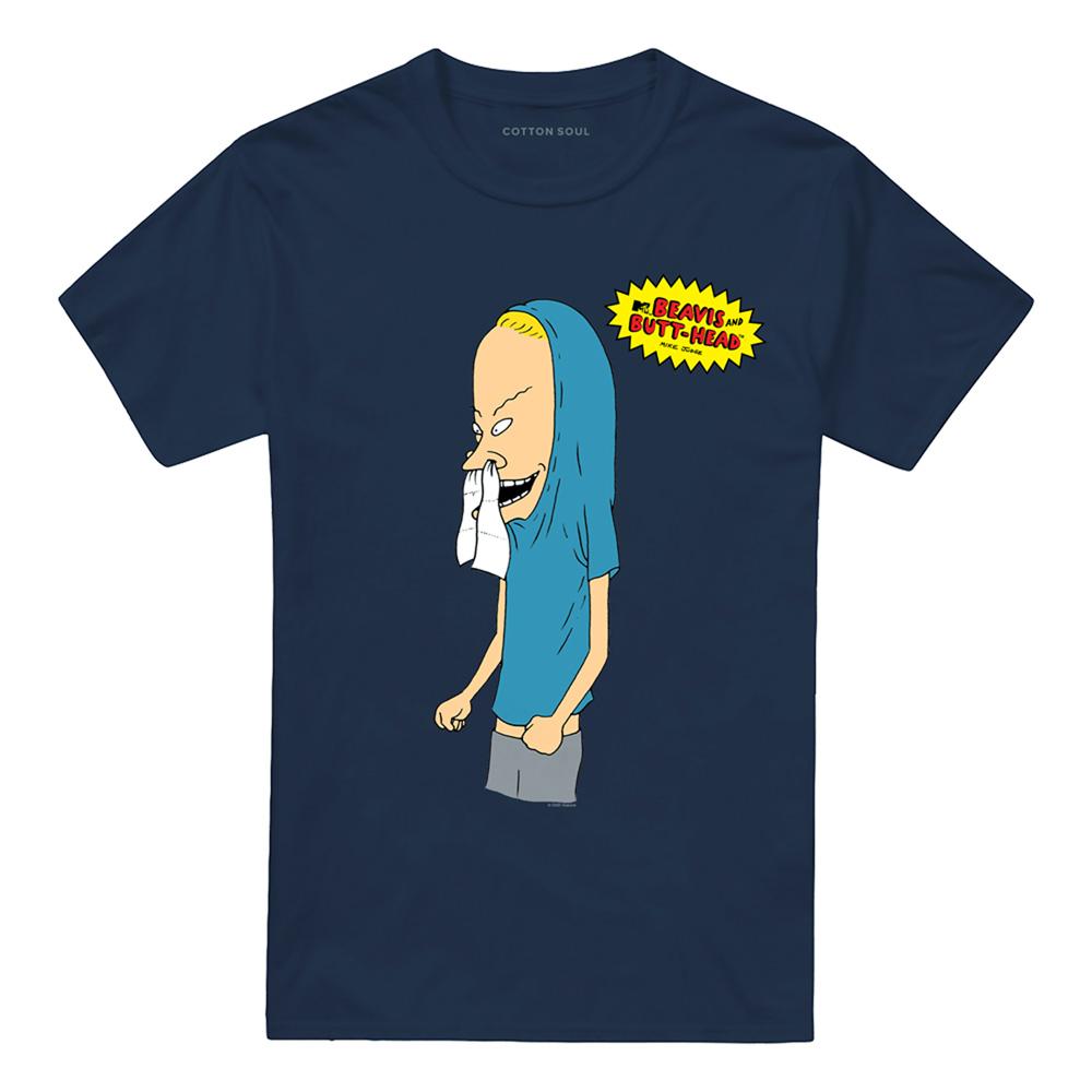 Navy - Front - Beavis & Butthead Unisex Adult Toilet Paper For Carnholio T-Shirt