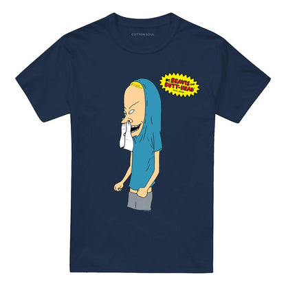 Navy - Front - Beavis & Butthead Unisex Adult Toilet Paper For Carnholio T-Shirt