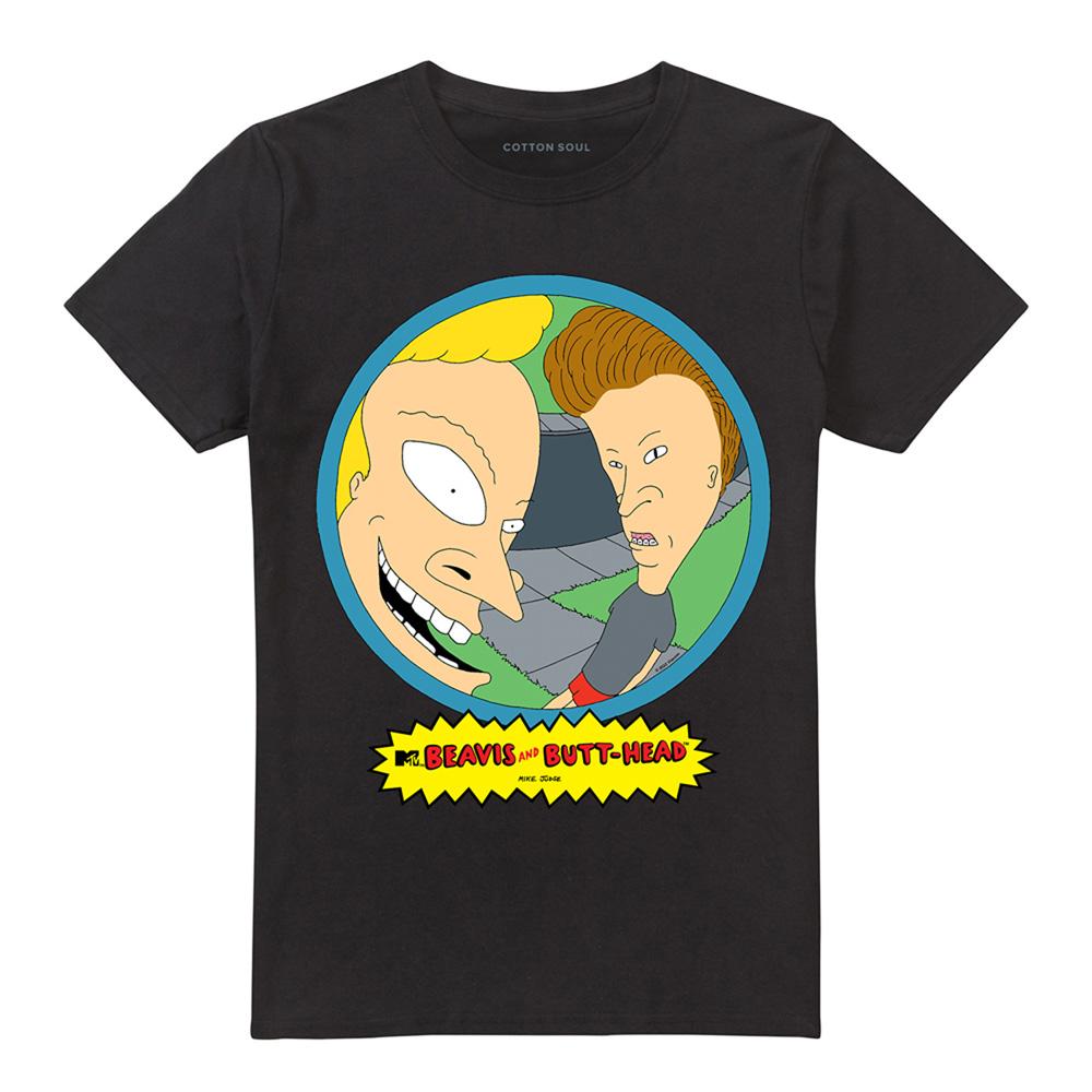 Black - Front - Beavis & Butthead Unisex Adult Fisheye T-Shirt