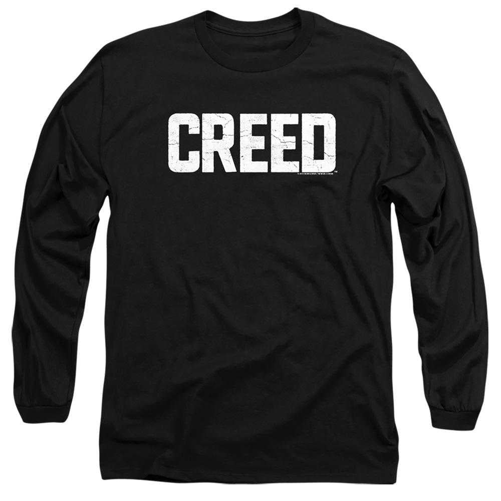 Black - Front - Creed Unisex Adult Cracked Logo Long-Sleeved T-Shirt