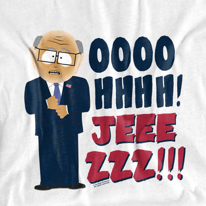 White - Side - South Park Unisex Adult Oh Jeez T-Shirt