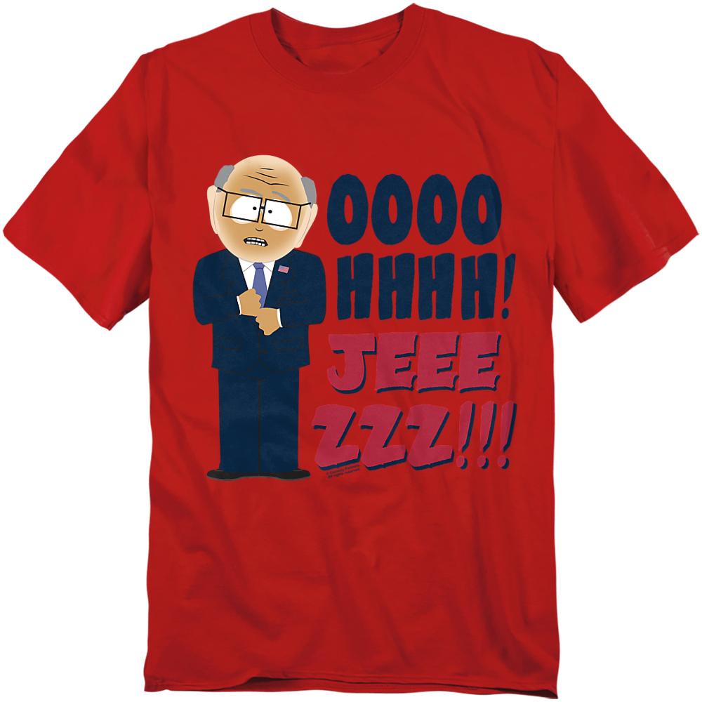 Red - Front - South Park Unisex Adult Oh Jeez T-Shirt