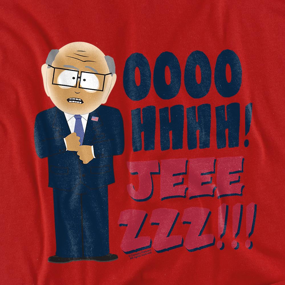 Red - Side - South Park Unisex Adult Oh Jeez T-Shirt