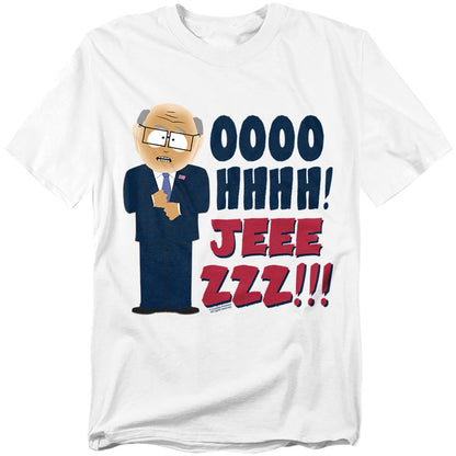 White - Front - South Park Unisex Adult Oh Jeez T-Shirt