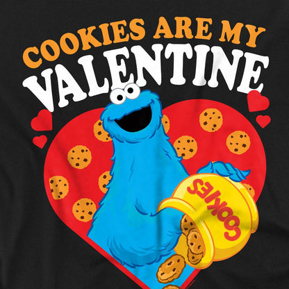 Black - Side - Sesame Street Unisex Adult Cookies Are My Valentine Long-Sleeved T-Shirt