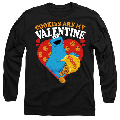 Black - Front - Sesame Street Unisex Adult Cookies Are My Valentine Long-Sleeved T-Shirt
