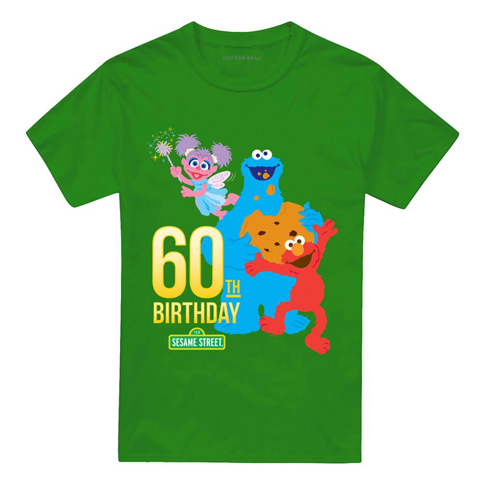 Kelly Green - Front - Sesame Street Unisex Adult 60th Birthday T-Shirt