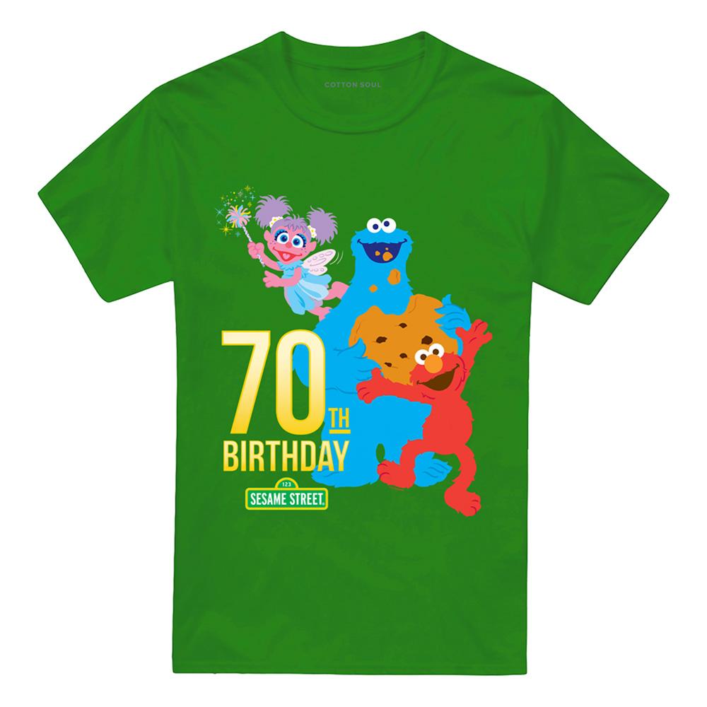 Kelly Green - Front - Sesame Street Unisex Adult 70th T-Shirt