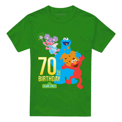 Kelly Green - Front - Sesame Street Unisex Adult 70th T-Shirt
