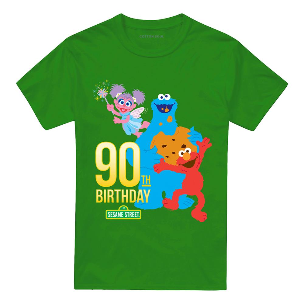 Kelly Green - Front - Sesame Street Unisex Adult 90th T-Shirt