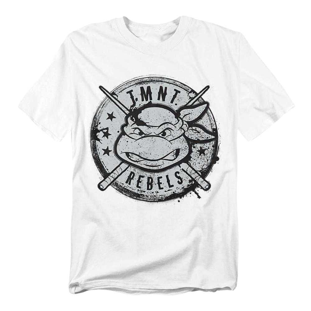 White - Front - Teenage Mutant Ninja Turtles Unisex Adult Rebels Distressed Logo T-Shirt