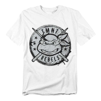 White - Front - Teenage Mutant Ninja Turtles Unisex Adult Rebels Distressed Logo T-Shirt