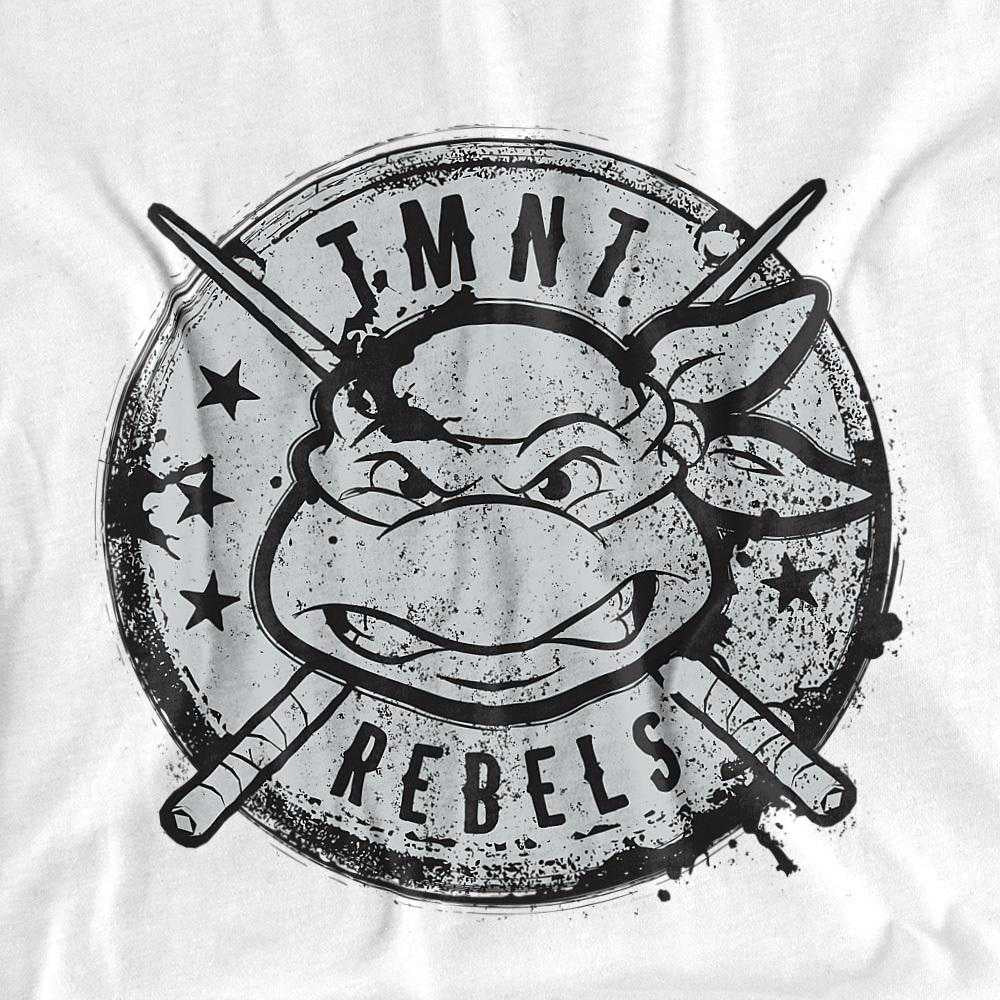 White - Side - Teenage Mutant Ninja Turtles Unisex Adult Rebels Distressed Logo T-Shirt