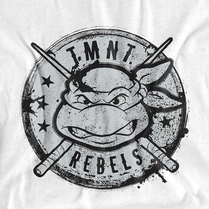 White - Side - Teenage Mutant Ninja Turtles Unisex Adult Rebels Distressed Logo T-Shirt