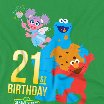 Kelly Green - Pack Shot - Sesame Street Unisex Adult 21st Birthday T-Shirt
