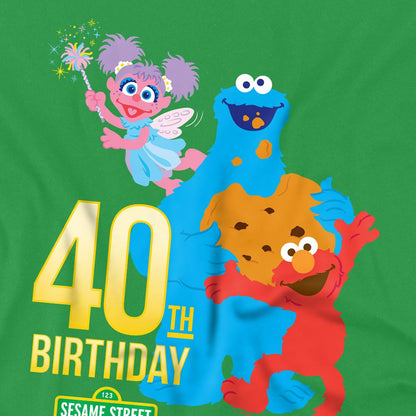 Kelly Green - Pack Shot - Sesame Street Unisex Adult 40th Birthday T-Shirt