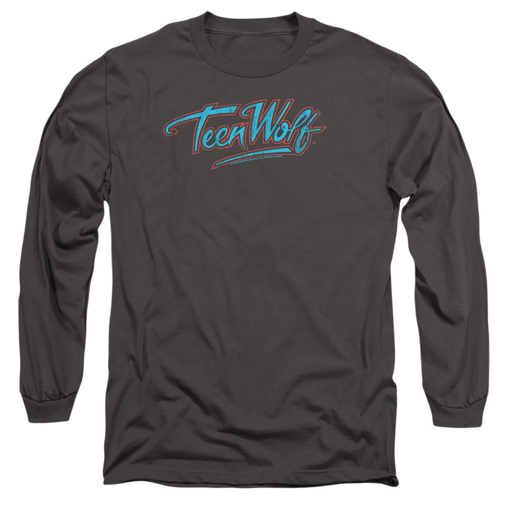 Charcoal - Front - Teen Wolf Unisex Adult Neon Logo Long-Sleeved T-Shirt