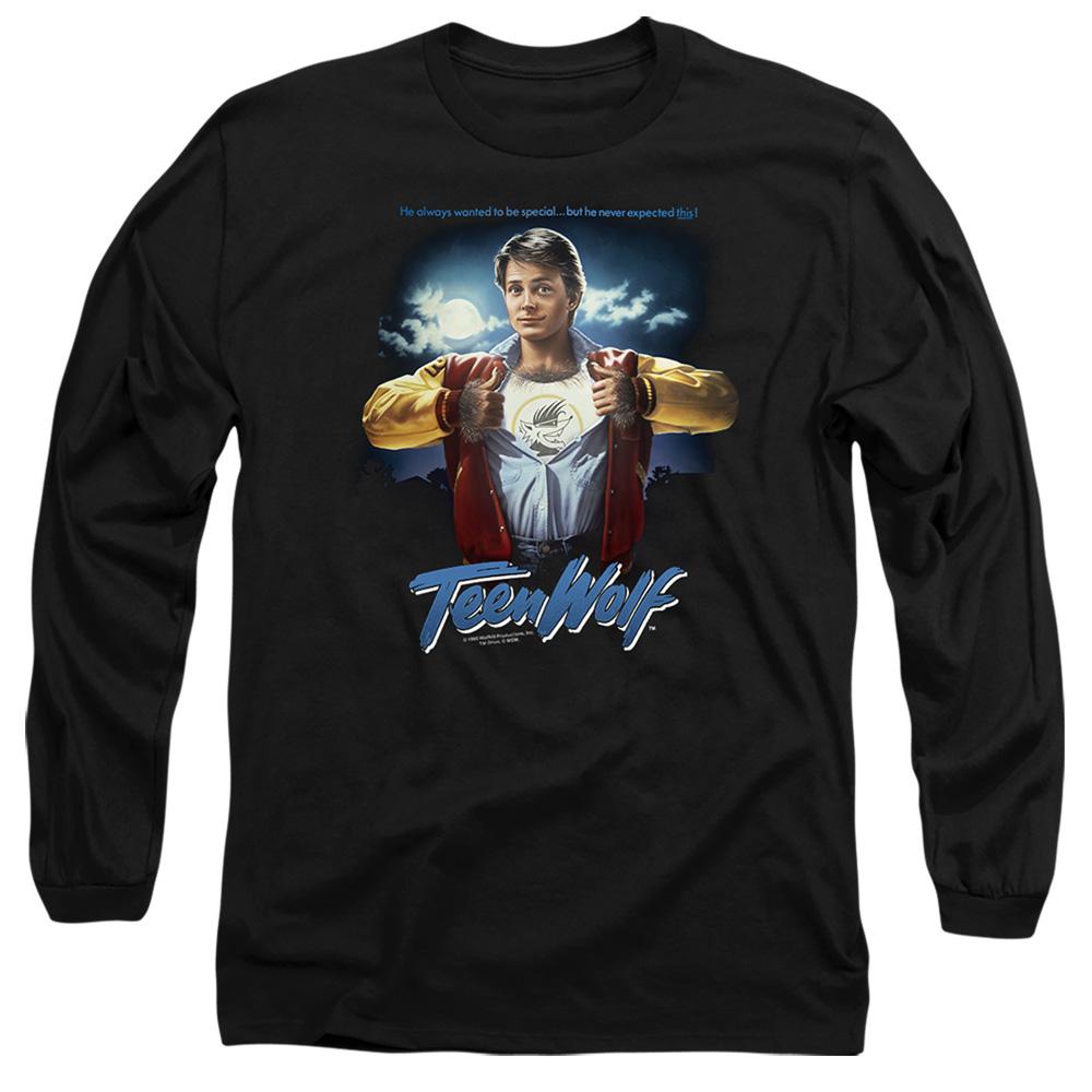 Black - Front - Teen Wolf Unisex Adult Poster Long-Sleeved T-Shirt