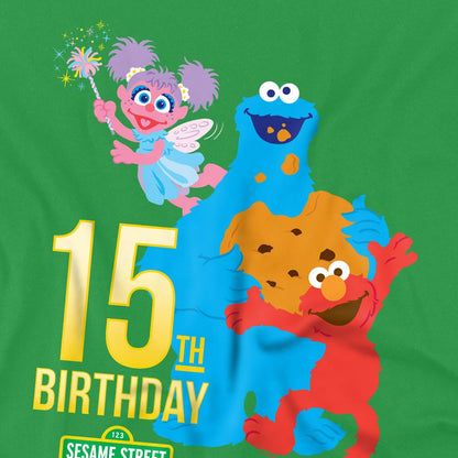 Kelly Green - Pack Shot - Sesame Street Unisex Adult 15th Birthday T-Shirt