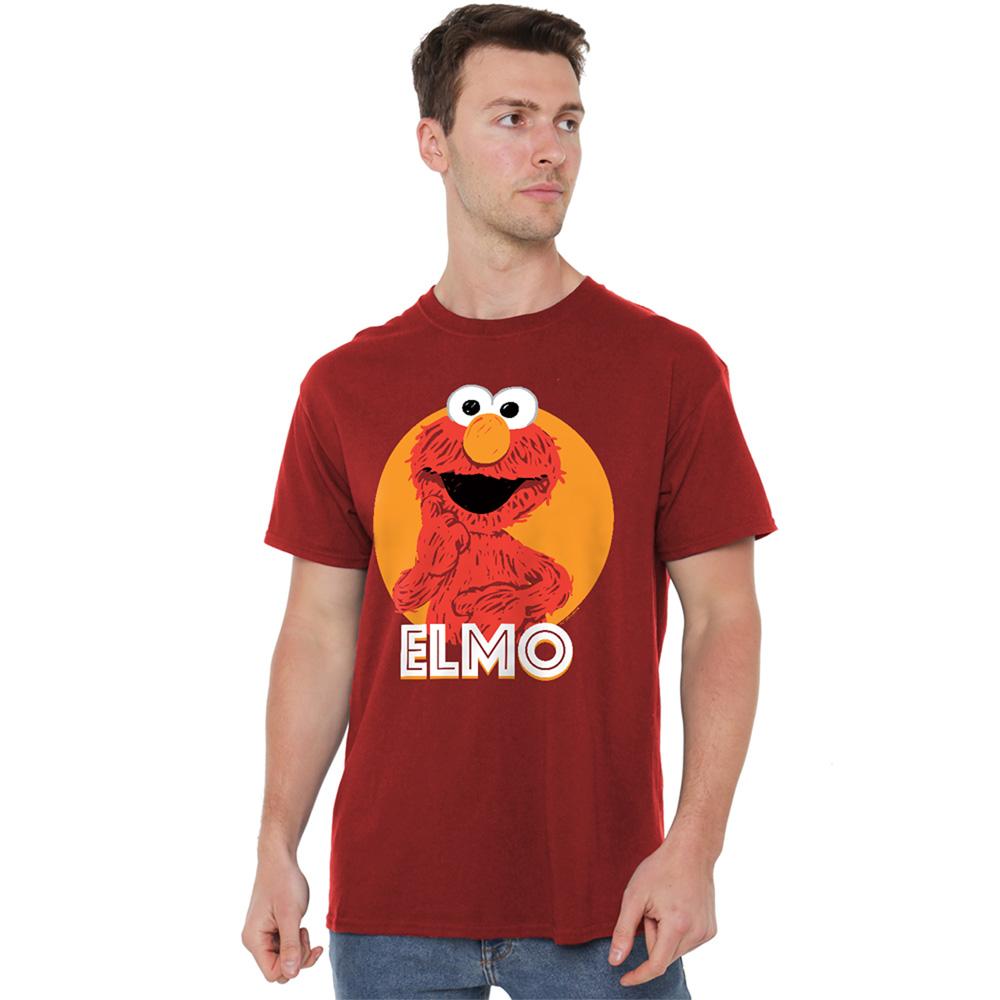 Cardinal - Side - Sesame Street Unisex Adult Elmo Scribble T-Shirt
