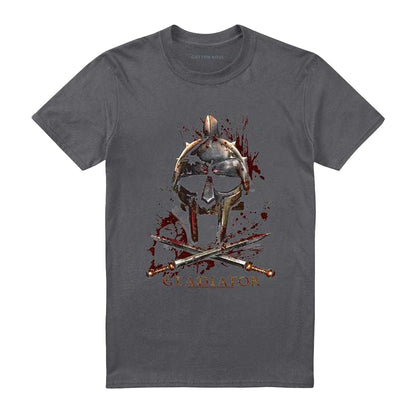 Charcoal - Front - Gladiator Unisex Adult Helmet T-Shirt