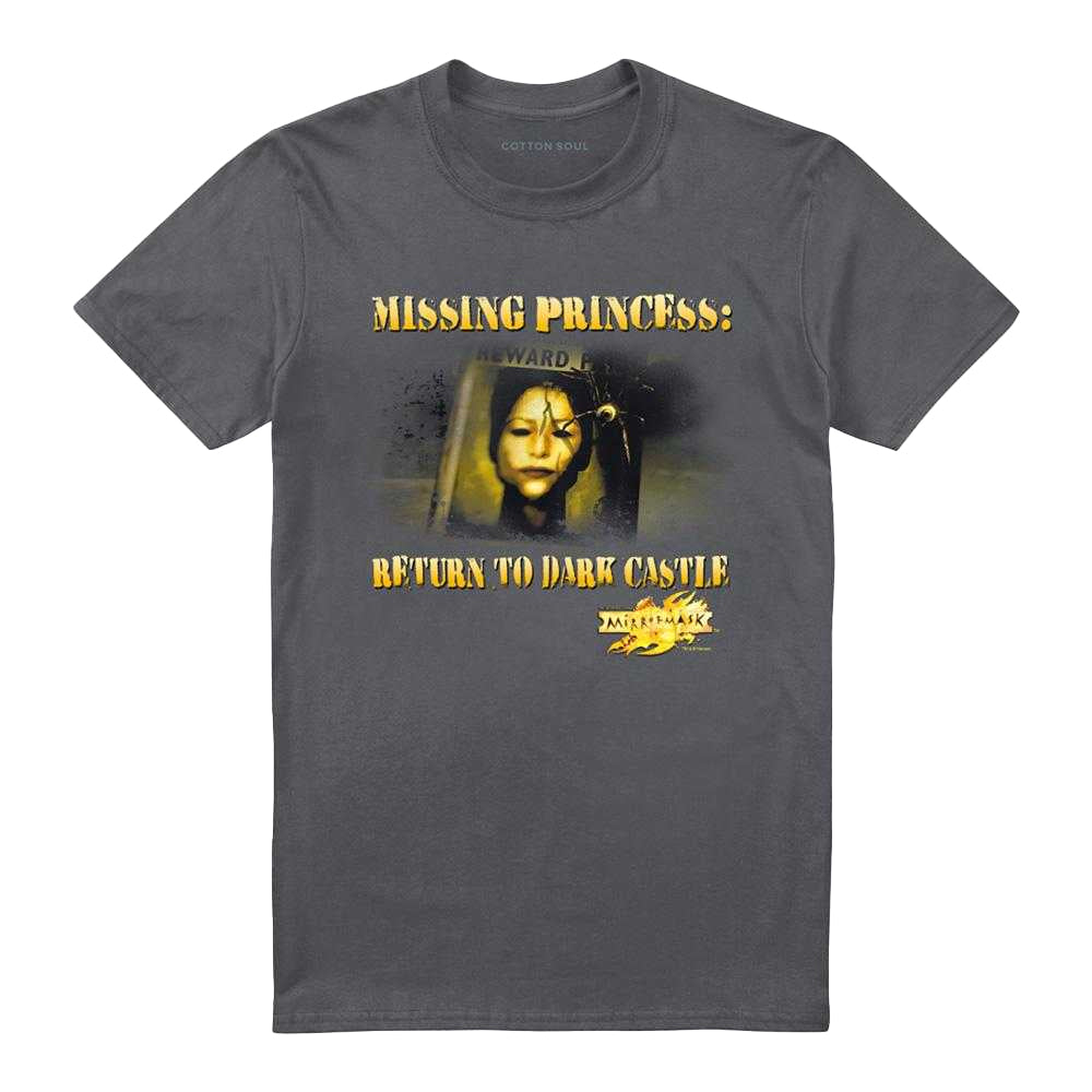 Charcoal - Front - MirrorMask Unisex Adult Missing Princess T-Shirt
