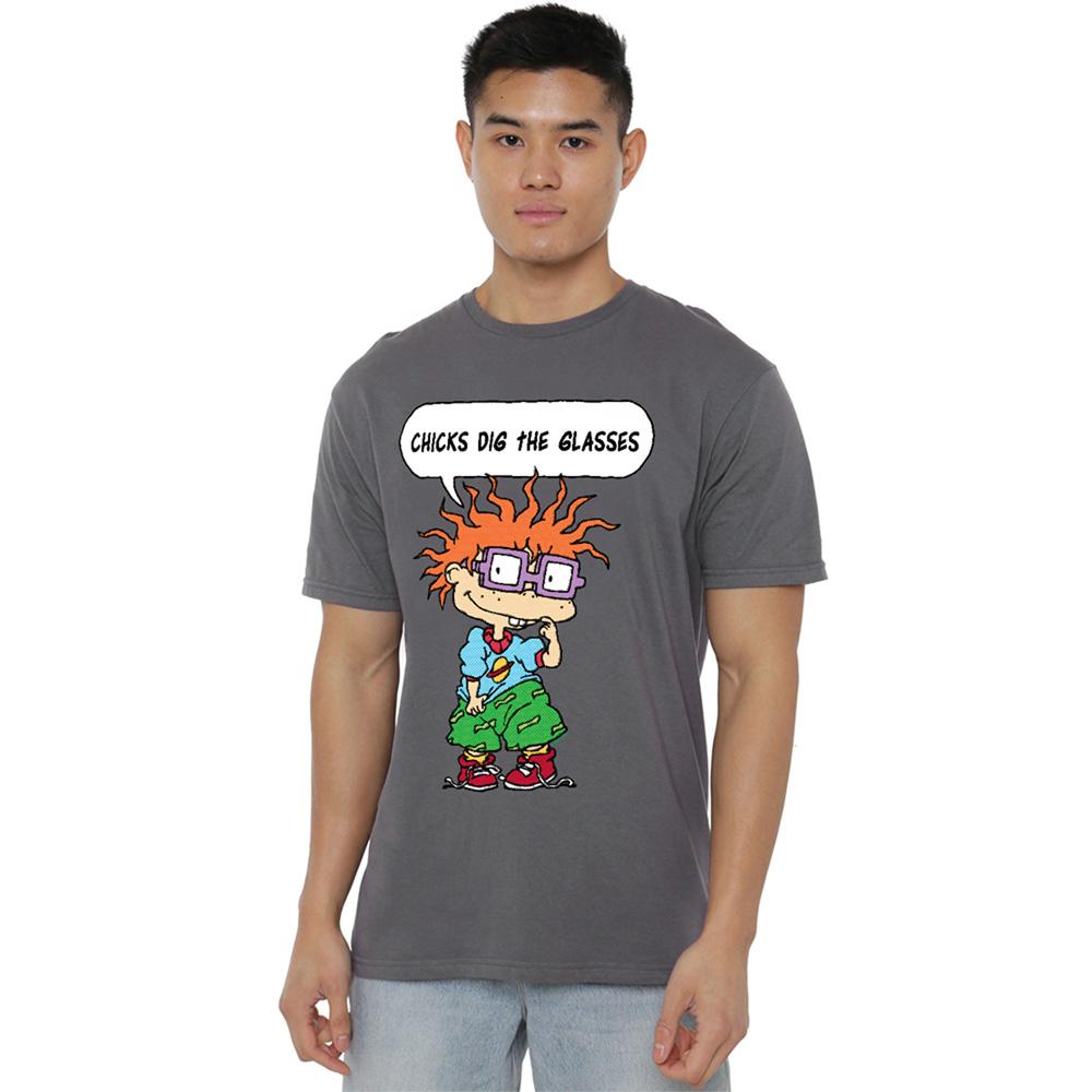 Charcoal - Side - Rugrats Unisex Adult Chicks Dig The Glasses Chucky T-Shirt