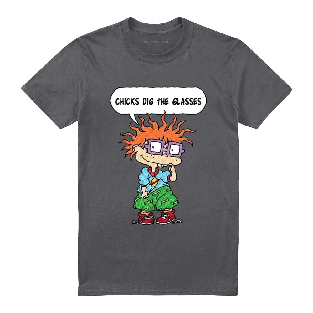 Charcoal - Front - Rugrats Unisex Adult Chicks Dig The Glasses Chucky T-Shirt
