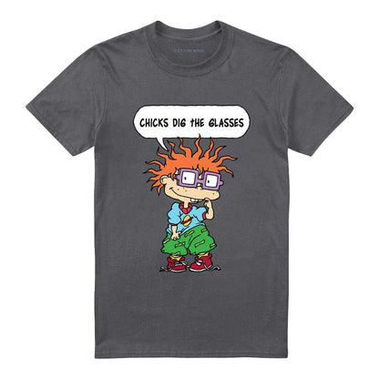 Charcoal - Front - Rugrats Unisex Adult Chicks Dig The Glasses Chucky T-Shirt