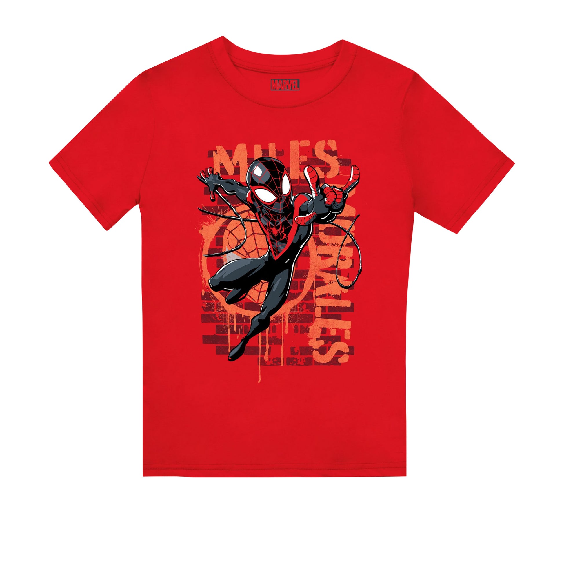 Red - Front - Spider-Man Childrens-Kids Miles Morales Spray T-Shirt