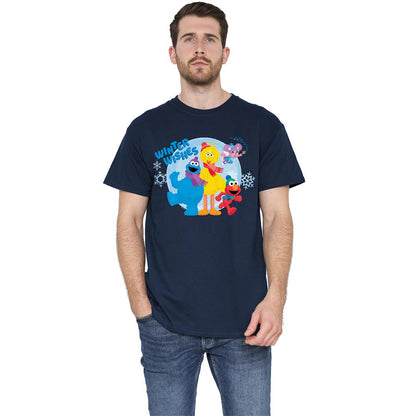 Navy - Lifestyle - Sesame Street Unisex Adult Winter Wishes T-Shirt