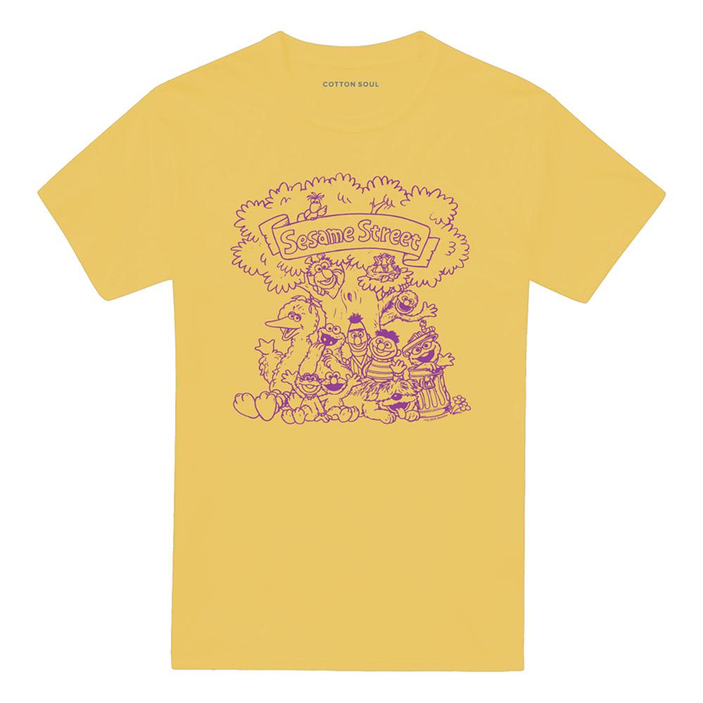 Banana Yellow - Front - Sesame Street Unisex Adult Simple Street T-Shirt