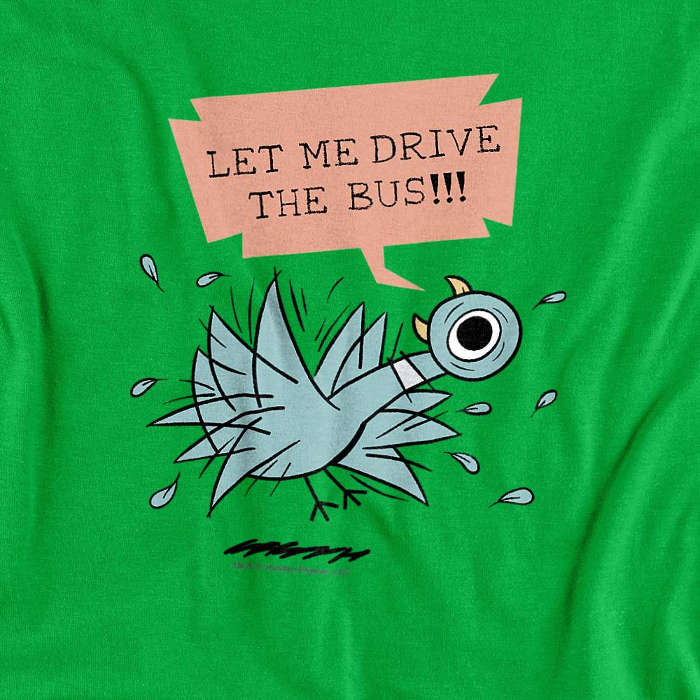 Kelly Green - Back - The Pigeon Unisex Adult Let Me Drive The Bus T-Shirt