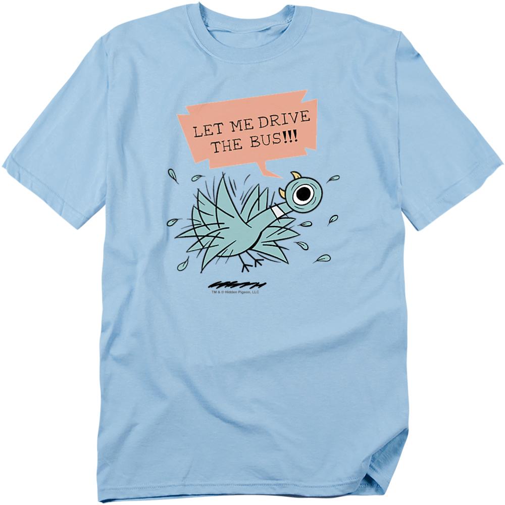 Light Blue - Front - The Pigeon Unisex Adult Let Me Drive The Bus T-Shirt