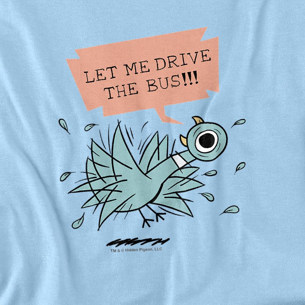 Light Blue - Back - The Pigeon Unisex Adult Let Me Drive The Bus T-Shirt