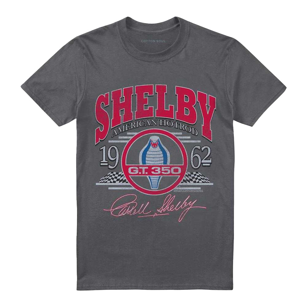 Charcoal - Front - Carroll Shelby Unisex Adult Hotrod Arched T-Shirt