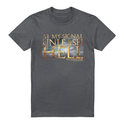 Charcoal - Front - Gladiator Unisex Adult Unleash Hell T-Shirt
