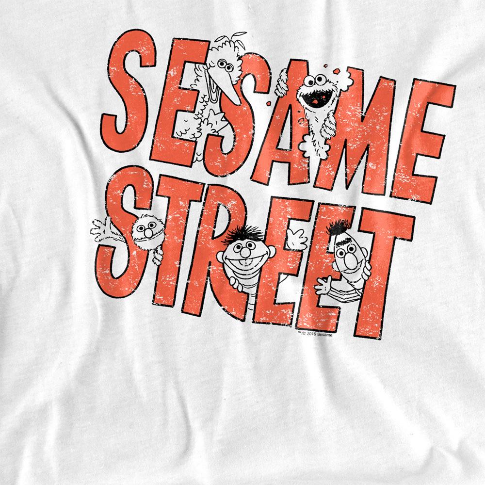 White - Side - Sesame Street Unisex Adult Letters T-Shirt