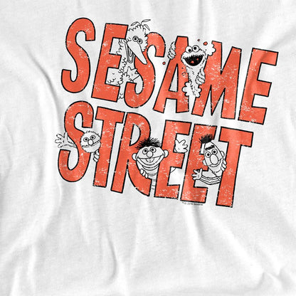 White - Side - Sesame Street Unisex Adult Letters T-Shirt