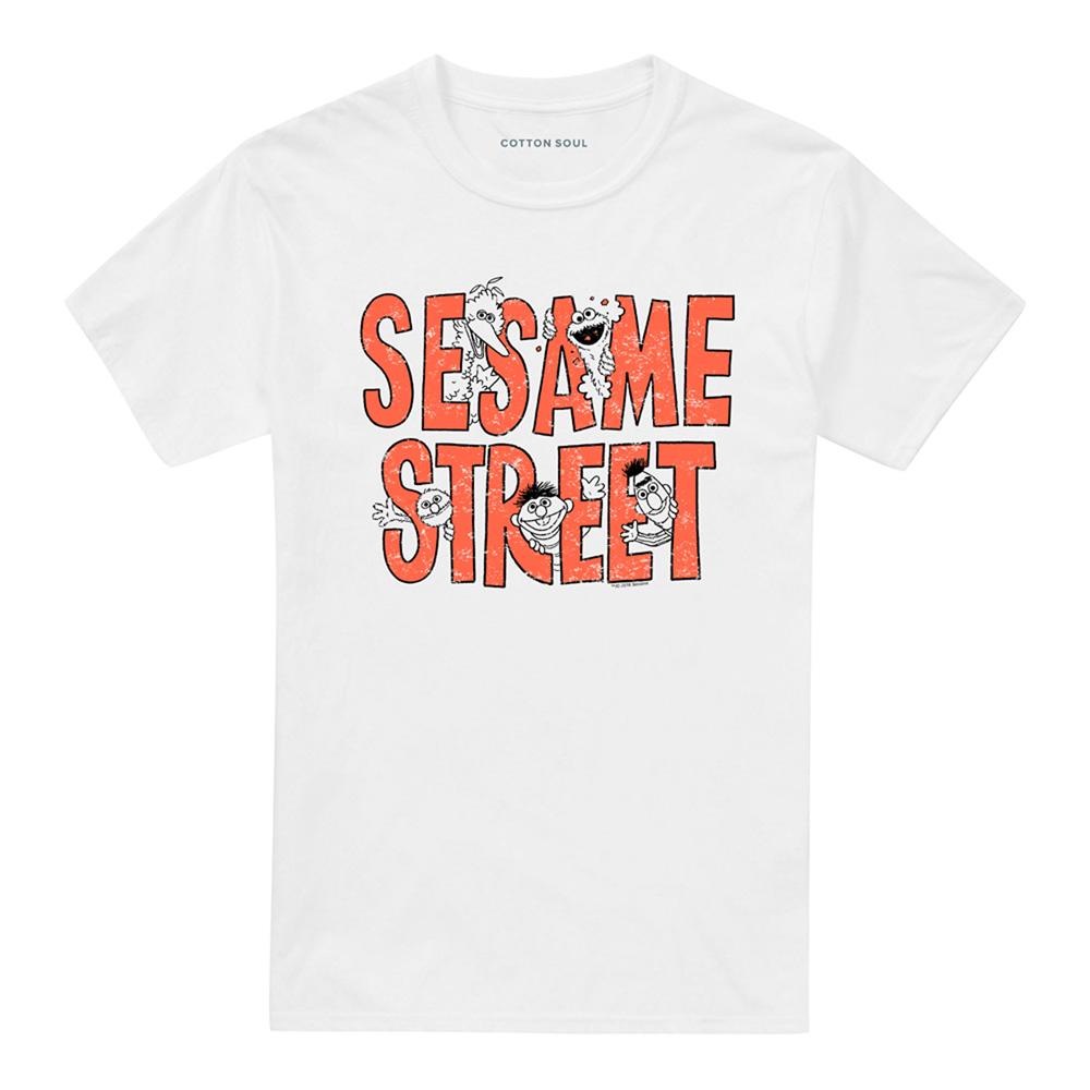 White - Front - Sesame Street Unisex Adult Letters T-Shirt