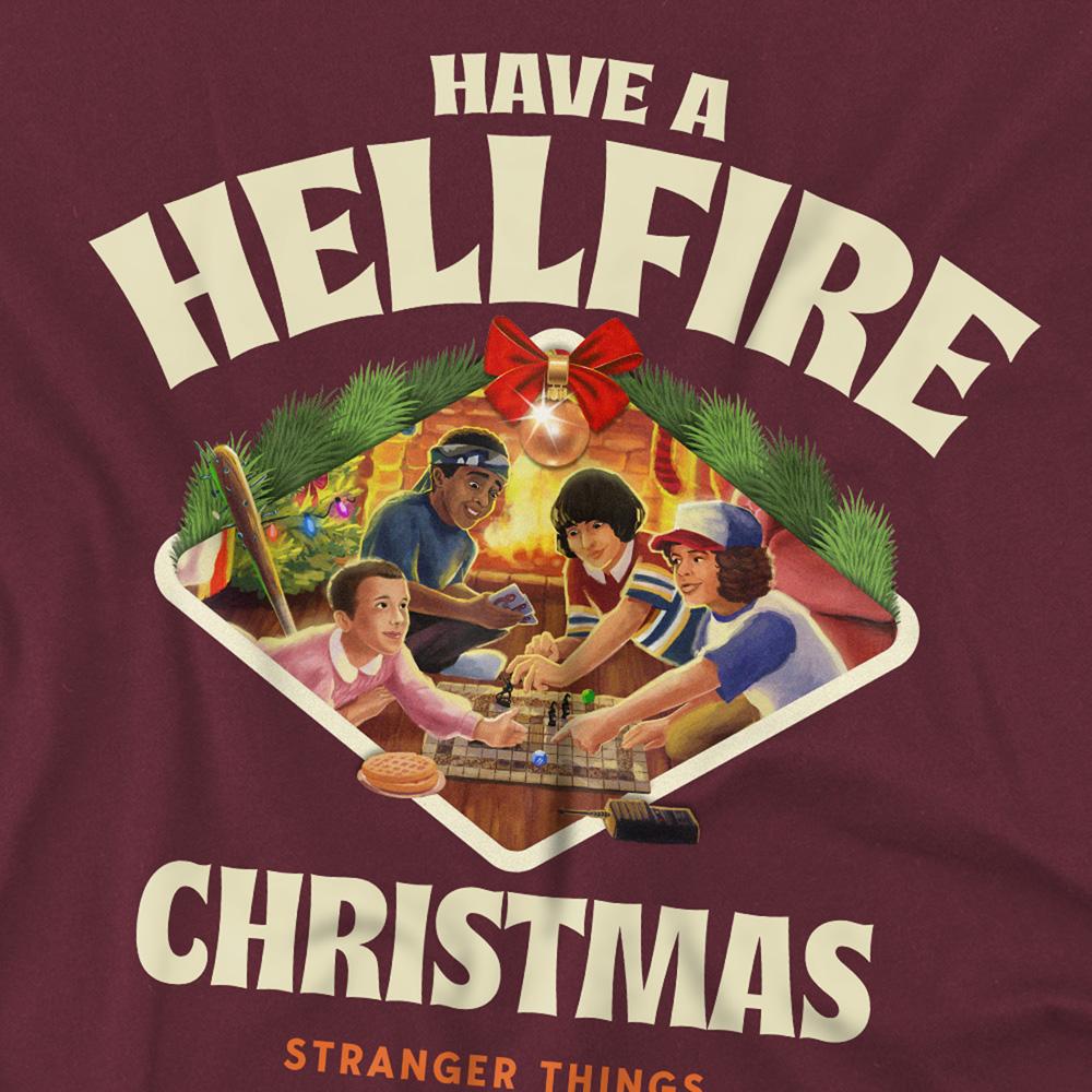 Burgundy - Side - Stranger Things Unisex Adult Have A Hellfire Game Board Christmas T-Shirt