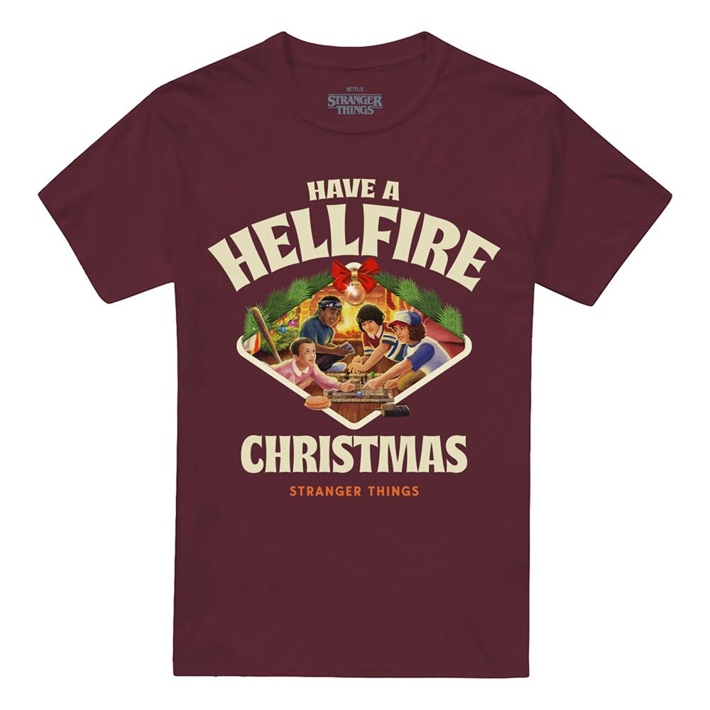 Burgundy - Front - Stranger Things Unisex Adult Have A Hellfire Game Board Christmas T-Shirt