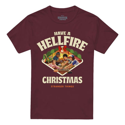Burgundy - Front - Stranger Things Unisex Adult Have A Hellfire Game Board Christmas T-Shirt