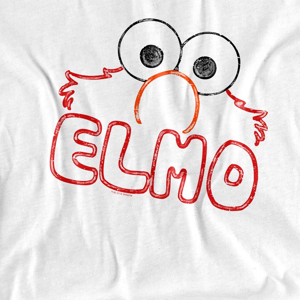 White - Side - Sesame Street Unisex Adult Elmo Letters T-Shirt