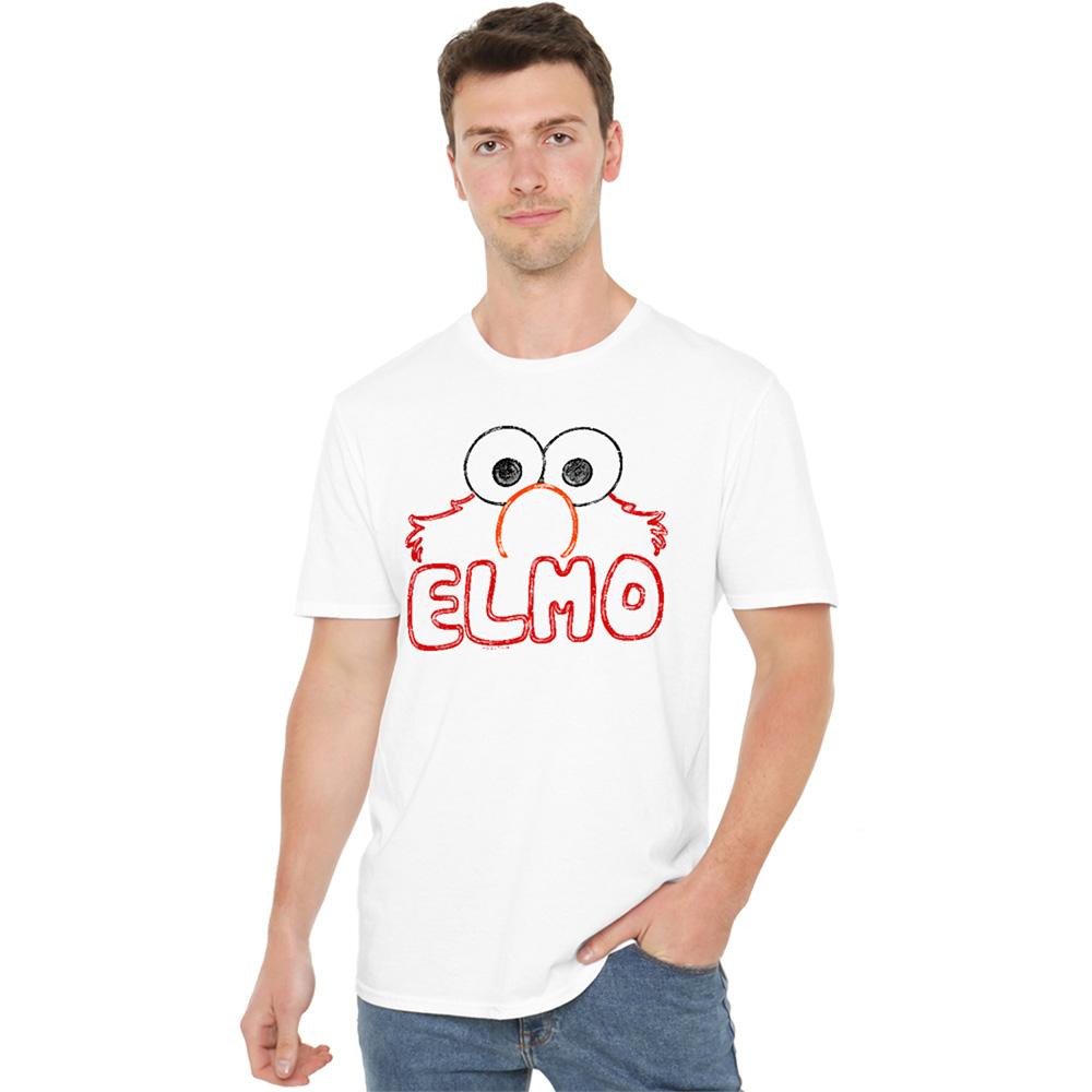 White - Lifestyle - Sesame Street Unisex Adult Elmo Letters T-Shirt